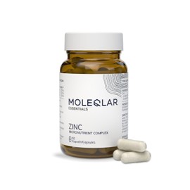 MoleQlar Zinc Capsules Pack of 60 - 20 mg Zinc (10 mg Zinc Bisglycinate + 10 mg Zinc Picolinate) - 60 Days Supply - Vegan, Allergy-Free, Laboratory Tested