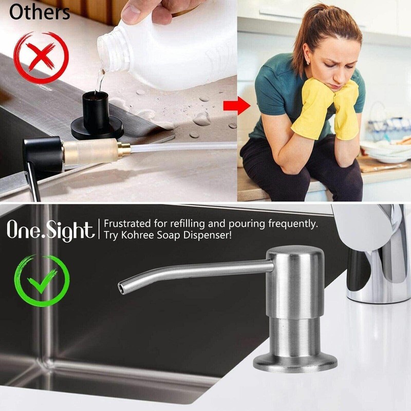 Sink Soap Dispenser for Kitchen Sink Stainless Steel 47" Silicone