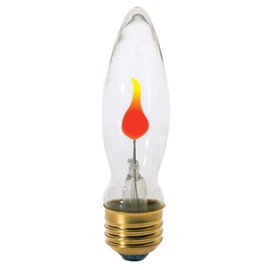Satco S3660 120V Medium Base 2-3-Watt Flicker Bulb, Clear