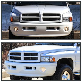 Spec-D Tuning Clear Driving Fog Lights +Bulbs Compatible with 1999-2002 Dodge Ram Sport Package 1500 2500 3500 L+R Pair Assembly