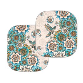 Gearider Boho Hummingbird 2 PCS Car Windshield Sun Shade Auto Windshield Sunshade Foldable Automotive Front Window Sunshade Sun Visor Poyester Sun Shade Keep Your Car Cool