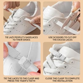 AINIUNIU 2 Paar 8mm Breite Elastische Schnürsenkel Ohne Binden, Universeller Schuhbänder mit Lock, Sicherer Halt Dank Flachem Schnellverschluss Schnürsenkel, für Sneaker Freizeitschuhe