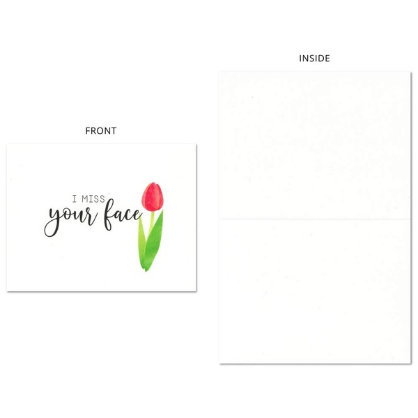 I Miss Your Face Card (4.25" X 5.5") Funny Thinking of You/Love Notecard by Nerdy Words