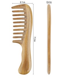 Onedor Natural Sandalwood Hair Comb Handmade 100% Natural Sandalwood Anti Static Natural Hair Detangler Wooden Comb