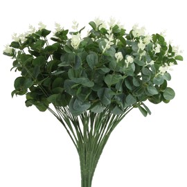 Artificial Eucalyptus Plants Bulk Faux Greenery Bouquets 20” Stems Silk Green Leaves, 6pcs