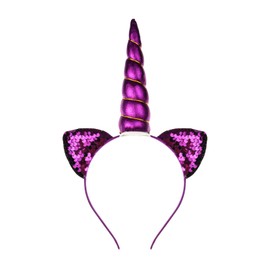 Love Sweety Unicorn Flower Crown Headband Animal Ear Headband Costume Headwear(Cat Purple)