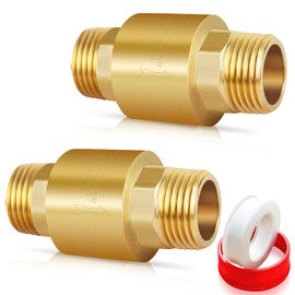 Boltigen 2Pcs 1/2in NPT Spring Check Valve, Brass Non Return One Way Check Valve, Vertical Inline Water Backflow Preventer for Well, Pump, Tank (1/2" Male x 1/2" Male(DN15))