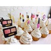 Glitter Make up Cupcake Toppers Bachelorette Party Cupcake Picks Bridal