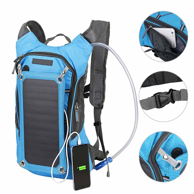 Multi function Outdoor Backpack with 6.5W Solar Panel & 2L