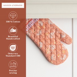Maison d' Hermine Oven Gloves 100% Cotton Oven Mitt 7" x 13" with Loop Heat Resistant, BBQ, Cooking Gloves, Baking, Grilling, Kitchen, Handling Hot Pans (Pack of 1, Harvest Festival)
