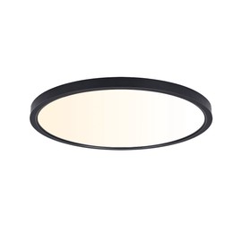 YUURTA 12 Inch 24W Dimmable LED Flush Mount Ceiling Light Color Selectable: 3000K/4000K/5000K 3000Lm 120V Low Profile Disk Lamp IC Rated Suitable for Damp Locations ETL Listed (Black)