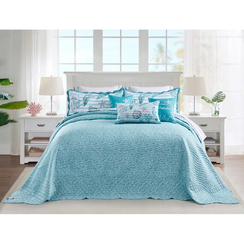 HZ & HY Coastal Oversized King Bedspread 128x120 Extra Wide,