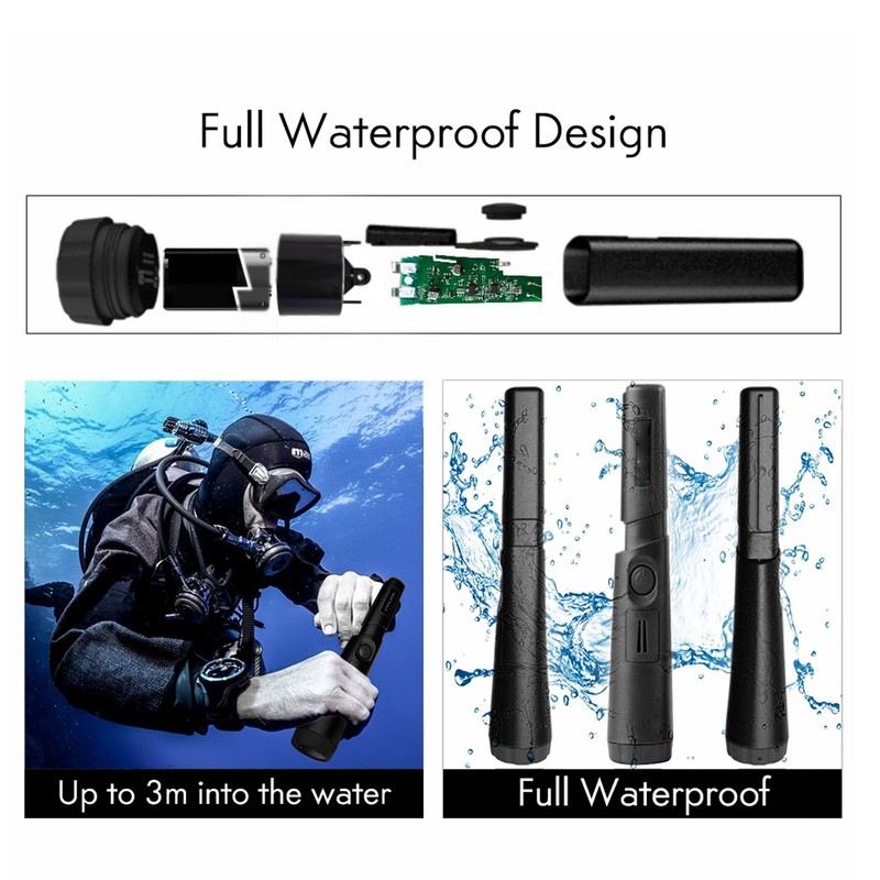 Underwater Metal Detector IP68 Waterproof Pinpointer High Sensitivity Metal Finder