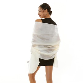 RIIQIICHY Pashmina Ivory Shawls Wraps for Women Evening dresses Like Chiffon Silk Scarf for Weddings