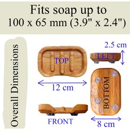 Wooden Soap Dish with Drainage – Natural Wood Soap Holder for Bathroom & Kitchen Sink, Anti-Slip, Easy to Clean, (2 Pack)