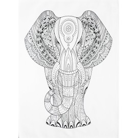Half a Donkey The Big Zentangle Elephant - Large Cotton Tea Towel