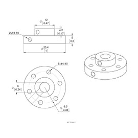 Pololu 1083 Universal Aluminum MOUNTING HUB for 6mm Shaft Pair, 4-40 Holes