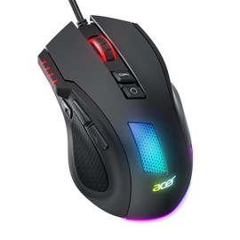 acer Gaming Mouse 12800 DPI, Mouse Gaming with RGB, 1000Hz Query Rate 8 Programmable Buttons, Quick Fire Button and Adjustable Driver, Wired Ergonomic Mouse Gaming Ideal for PC/Laptop