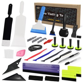 EHDIS Vinyl Wrap Tool Window Tinting Kit with Bulldozer Squeegee,Windshield Back Tint Scraper,Magnet Holder,Wra p Stick,Film Cutter,Sponge Seam Roller for Car Wrapping
