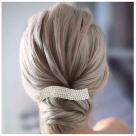 Xduargs Wedding Crystal Rhinestone Hair Clip Vintage Crystal Paved Hair Clips Sparkly Crystal Cz Barrette Head Clips Crystal Cz Bridal Hair Clip Headpieces for Women Headdress(Gold)