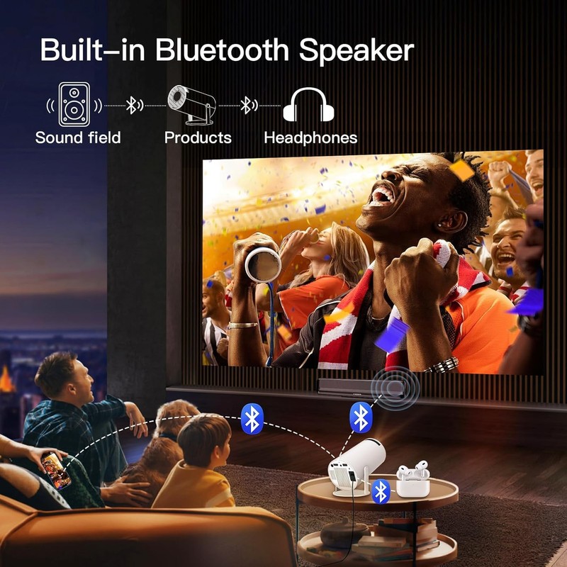 [Built-in Apps] Mini Projector with WIFI 6 and Bluetooth, 4K