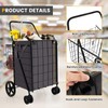 HOMGX Folding Shopping Cart on Wheels, Collapsible Grocery Cart with