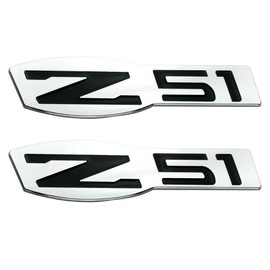 2Pc Z51 Emblem Interior or Exterior 3D Badge Sticker Nameplate Replacement for C6 Corvette (Chrome Black)