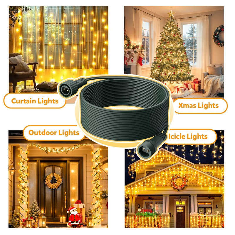 cshare Extension Cords for String Lights Inflatable Decorations, 2 Pin