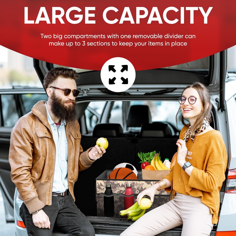 FORTEM Car Trunk Organizer, Car Storage Organizer, Collapsible Multi Compartment