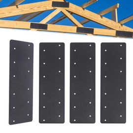 4 Pcs Straight Steel Plate, I Shape Flat Bracket (Actual 15.7 “L x 4.8 ”W), Heavy Duty Black Flat Straight Mending Bracket Plate for 6" X6“Repairing House Beams, Furniture, Gazebos, Truss Frames
