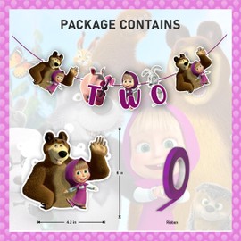 Maasa and ber Two Banner – Themed Maasa and ber Cartoon Decoration for Second Birthday Celebrations