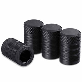 Tire Valve Stem Caps, Black, 4 pcs/Pack, Anodized Aluminium Tire Valve Cap Set, Corrosion Resistant, Universal Stem Covers for Cars Trucks Motorcycles SUVs and Bikes (Black)