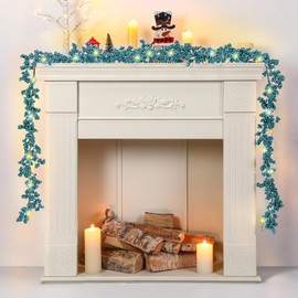 Berry String Garland Lighted Berry Indoor Artificial Garland Valentine's Day Winter Fall Christmas Decor Light Garland for Holiday Fireplace Mantel Table, 6 ft(Glitter Blue, 2 Pcs)