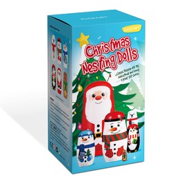 EXCEART Christmas Wooden Stacking Doll Christmas Russian Matryoshka Doll Christmas Wooden Nested Doll with Santa Claus Elk Snowman Polar Bear Penguin for Birthday Toy Gift Party Home Decor