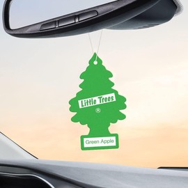 LITTLE TREES Car Air Freshener | Hanging Paper Tree for Home or Car | Green Apple | Pack of 3