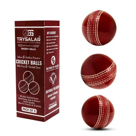 TrySalar® Soft Indoor Cricket Rubber Ball Junior Youth Adult Training Coaching Exercise Excellent Bounce with Durable Traditional Stitching Stitching for