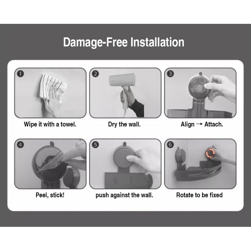 2Pack Suction Cup Corner Shelf, No Drill Bathroom Wall Mounted