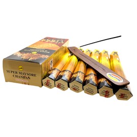 Super Sandal Mysore Incense Sticks and Incense Stick Holder Bundle Insence Insense SreeVani Incense Sticks