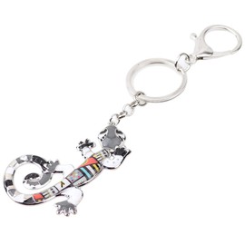 WEVENI Enamel Alloy Lizard Gecko Keychain Charms Jewelry For Women Girls Bag Car Wallet (Grey)