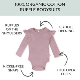 HonestBaby 5-Pack Long Sleeve Bodysuits One-Piece 100% Organic Cotton for Infant Baby Girls, Autumn Pinks,0-3 Months