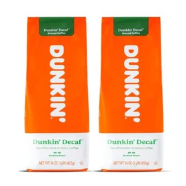 Dunkin Donuts Coffee Decaf 16 OZ Bag, Pack of 2