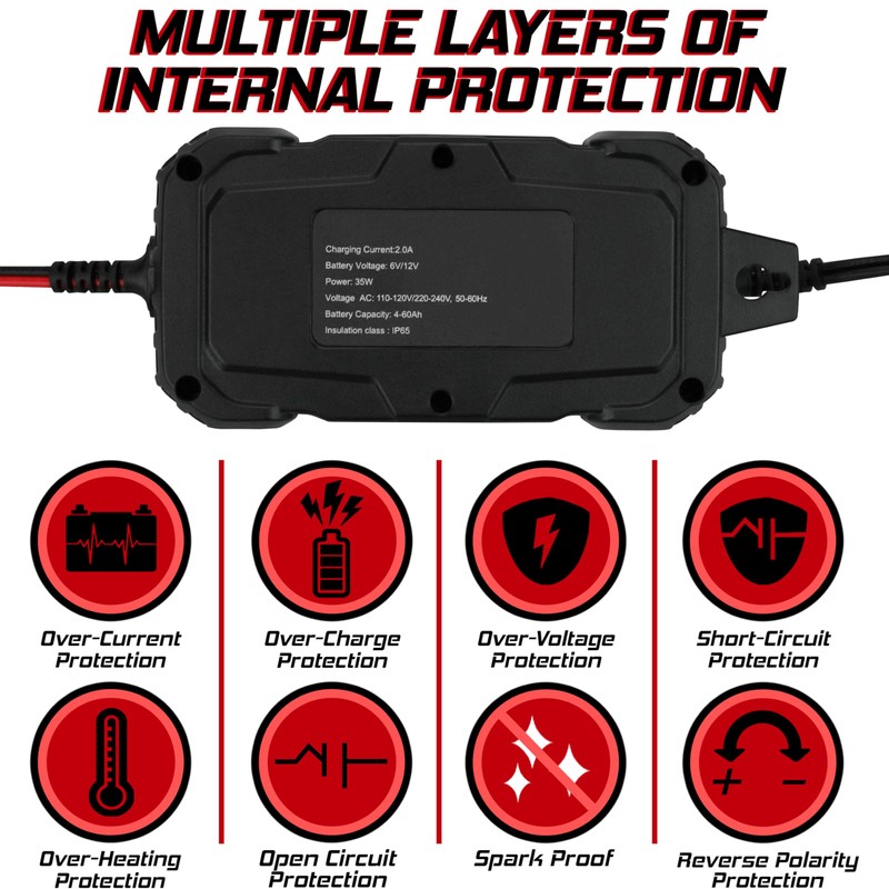 2-Pack 2A 6V 12V Battery Charger maintainer trickle for Harley