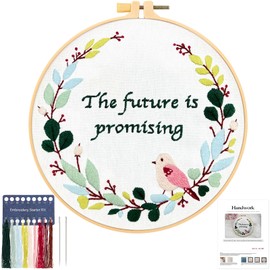 JSRQT Embroidery Starter Kit with Flowers Birds Patterns Full Range of Embroidery Kits for Adults Beginners Learner Hand DIY Cross Stitch Kit Needlepoint Kit Starter Stitch Kit Decoration Practice Kit