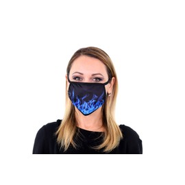 3 Pk Printed Cool Blue Fire Multi Color Reusable Face Mask Unisex Breathable Washable 2 Layer Ice Silk & Cotton Fabric