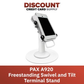 Discount Credit Card Supply DCCStands Pax A920 7" Freestanding Swivel and Tilt Terminal Stand with Round Plate, White