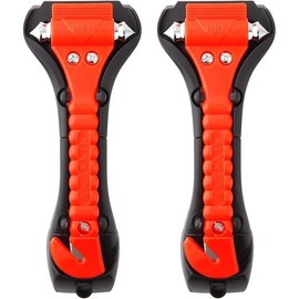 Aorvp Car Safety Hammer Set of 2 Emergency Escape Tool Auto Car Window Glass Hammer Breaker and Seat Belt Cutter Escape 2-in-1 for Family Rescue & Auto Emergency Escape Tools - Colour: Classic Red, Size: 2 Pack