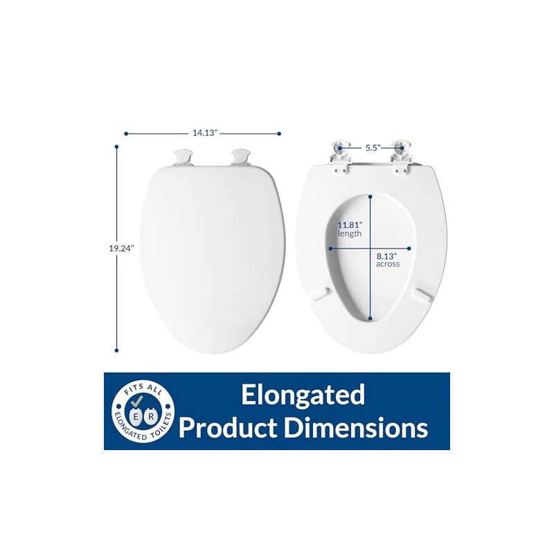 CHURCH Toilet Seat, Easy Clean Hinges Release for Deep Cleans,