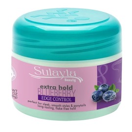 Sulayla Beauty Blueberry Edge Control Extra Hold, 150 grams, for Sleek Smooth Styles, with Jojoba Oil, Ginger Extract, Castor Oil, Biotin, Coconut Oil & Honey Extract