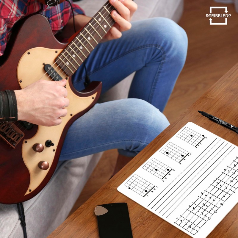 SCRIBBLEDO Guitar Practice Dry Erase White Board Lapboard 11 x