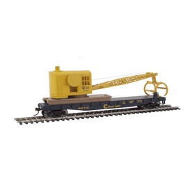 Walthers Trainline Flatcar with Logging Ready to Run Crane - Chessie/Baltimore and Ohio 9151, Blue and Yellow
